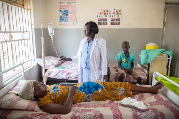 Women receives treatment in clinic in South Sudan