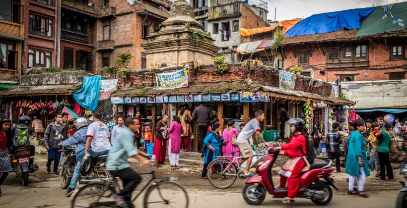 A busy street in Nepal.