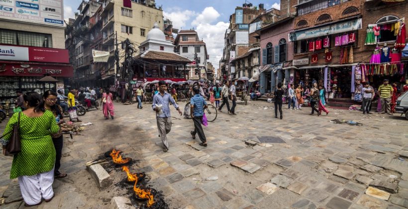 Photo of busy town in Nepal